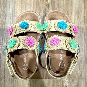 Cat & Jack Kids' Tan Sandals with Colorful Accents Size 6